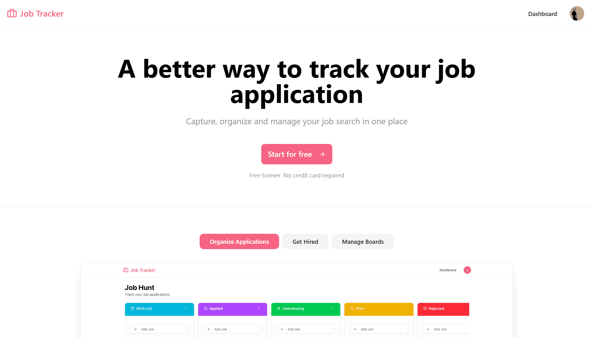 Kanban Job Tracker Screenshot